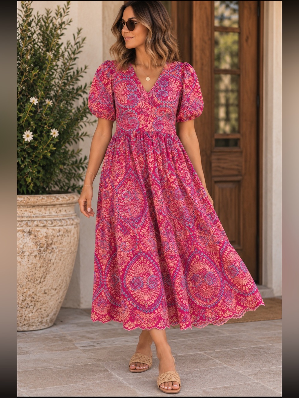 Chicwish Pink Paisley Boho M Dress Cottagecore Maximalist Dress